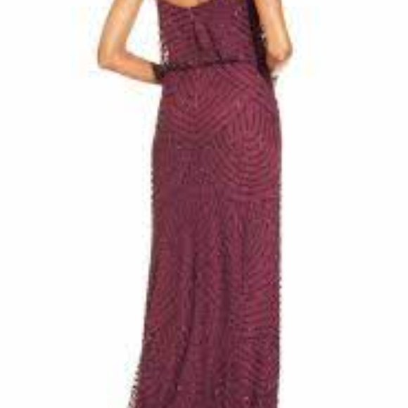 ADRIANNA PAPELL Art Deco Beaded Blouson Gown Dress - Picture 2 of 14